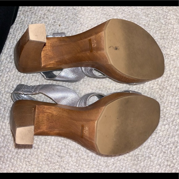 Steve Madden sz 10 Silver Metallic wood platform great party shoes - Picture 5 of 8